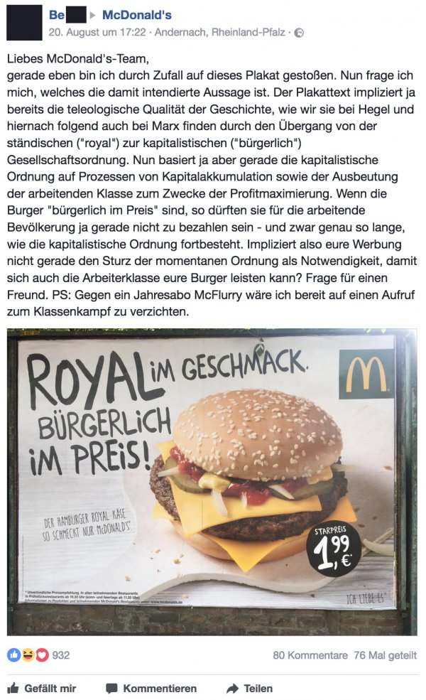 Kapitalismuskritik bei McDonalds