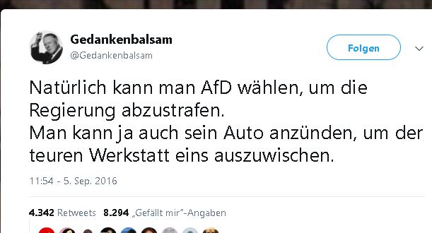 Logikfehler-Vergleich: Aus Protest die AfD wählen ist wie…