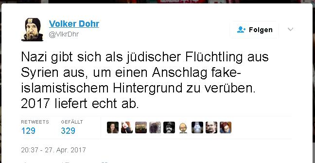 Wenn die Flüchtlinge keinen Terror machen, übernehmen eben Nazis den Job