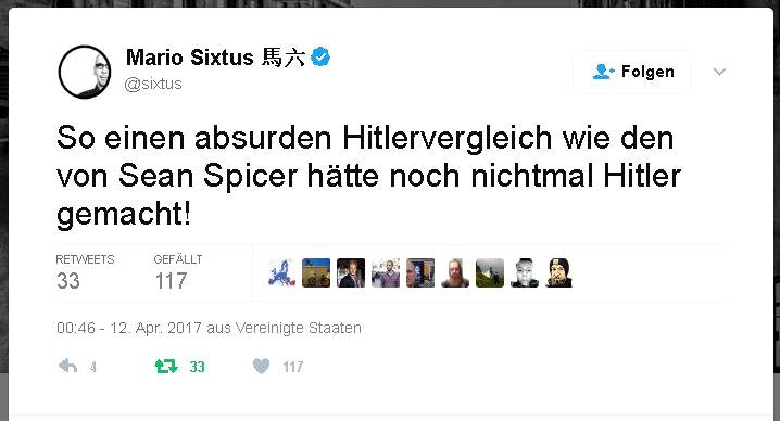 Sean Spicer hitlert sich zum Shitstorm-König