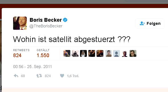Die Legende um den abgestürzten Satelliten von Boris Becker