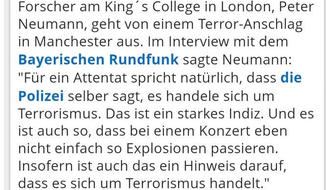 Ein Experte für Sicherheit liefert „eindeutige“ Indizien zu den Explosionen in Manchester