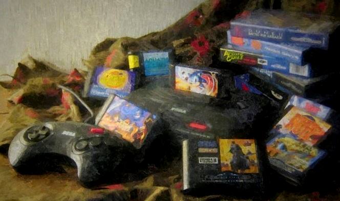 Retro Nature Morte | Gemalte Stillleben von Retro-Gaming-Konsolen