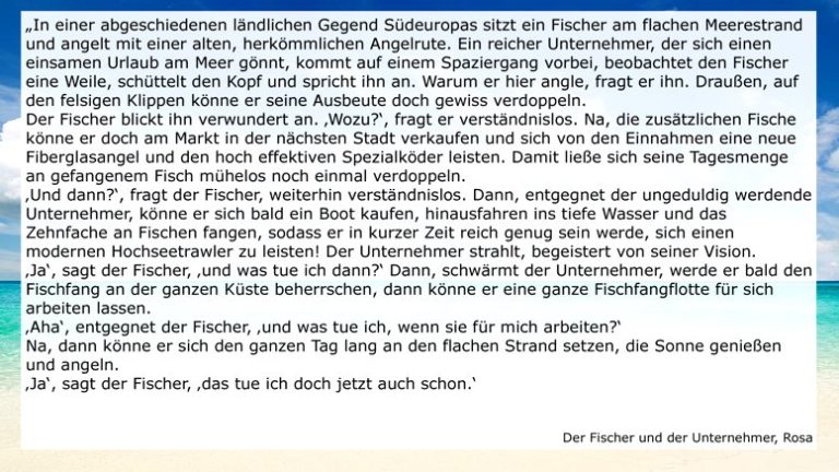 Die kleine Geschichte vom Arbeitsparadoxon: Der Fischer und der Unternehmer