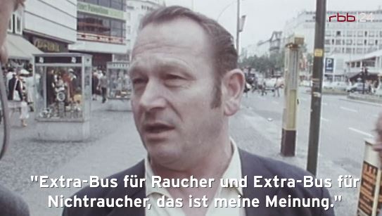 Über das eingeführte Rauchverbot in BVG-Bussen (1974)