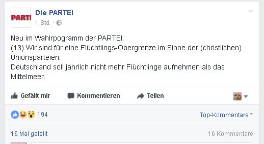 Das Parteiprogramm der Partei Die PARTEI zur Bundestagswahl 2017