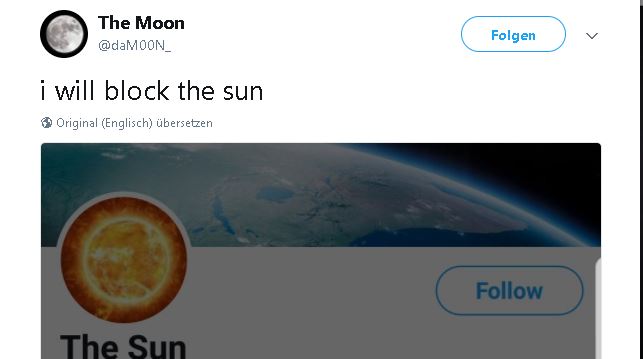Der Mond blockiert auf Twitter die Sonne