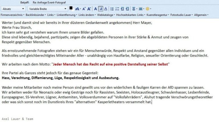 Keine Fotos für die AfD: Die Absage eines Fotografen