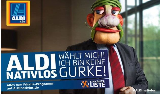 Das neue ALDI-Plakat ist wie der aktuelle Wahlkampf – nur ohne Gurken
