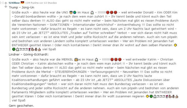 Eine Nachricht eines Vermieters adaptiert auf Trump x Jong Un
