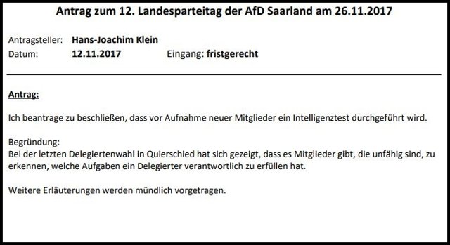 AfDler fordert Intelligenztest für neue AfDler