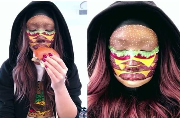 Burgerface facing a Burger in a Burger-Shirt