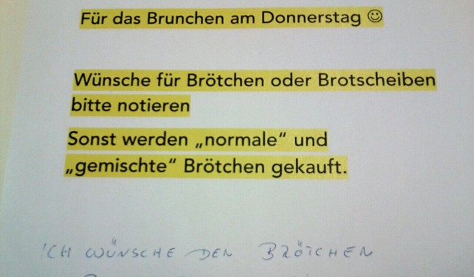 Brötchen- und Brotscheibenwünsche notiert ✓