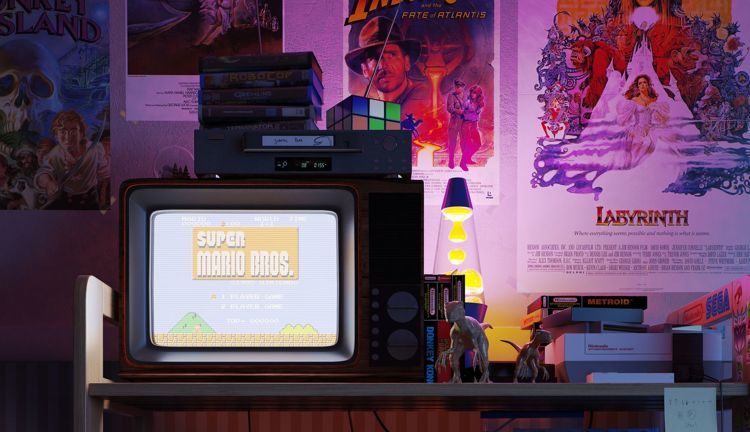 Nostalgic Bedroom: Ein Retro-3D-Kinderzimmer