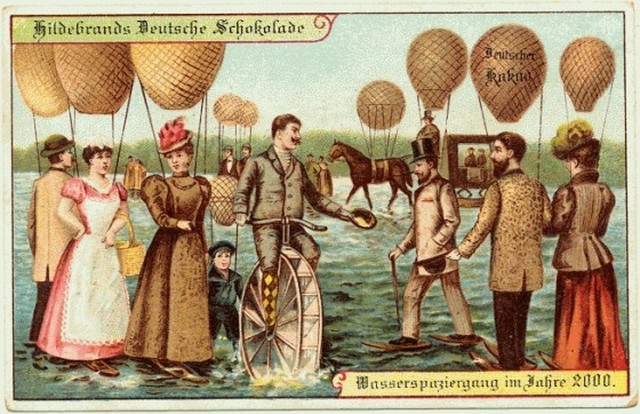 Retro-Postkarten einer deutschen Schoko-Fabrik: Wie man sich 1900 das Jahr 2000 vorstellte