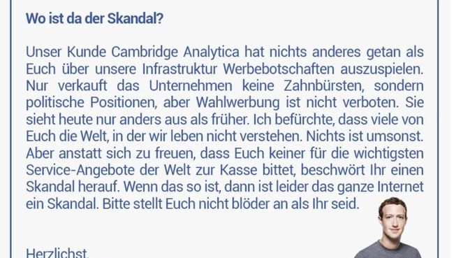 Der Skandal seid ihr | Ein inoffizielles Statement von Mark Zuckerberg