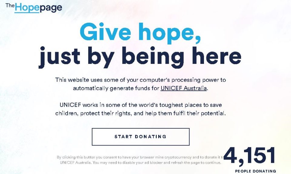 Kostenlos Geld spenden: Für UNICEF nebenher Kryptowährung im Browser minen