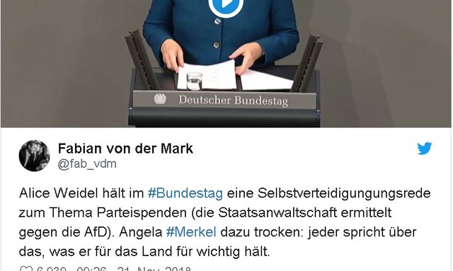 Punchline des Tages: Merkel verbrennt Weidel