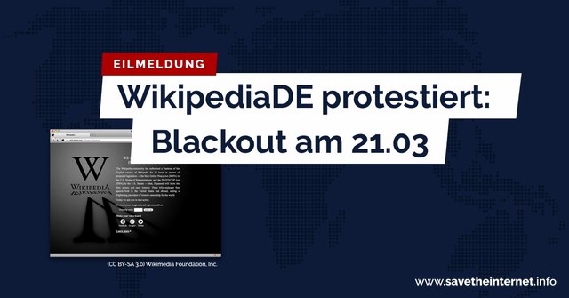 Wikipedia schaltet aus Protest gegen die neue Urheberrechtsreform einen Tag lang ab