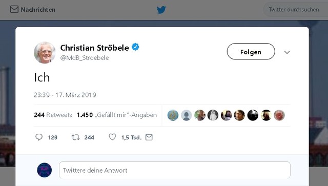Wer kümmert sich eigentlich um den Twitter-Account von Hans-Christian Ströbele?