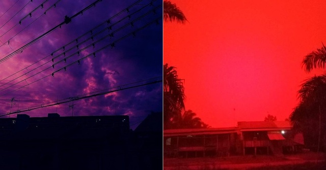 The Purple Sky of Japan and The Red Sky of Indonesia