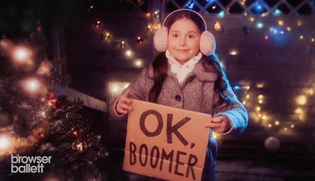 Alter weißer Boomer mit rotem Mantel