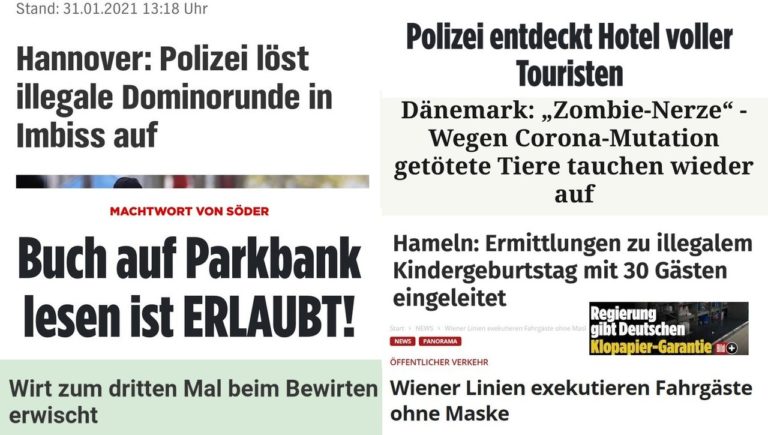 Schlagzeilen, die die Welt vor Corona niemals verstanden hätte