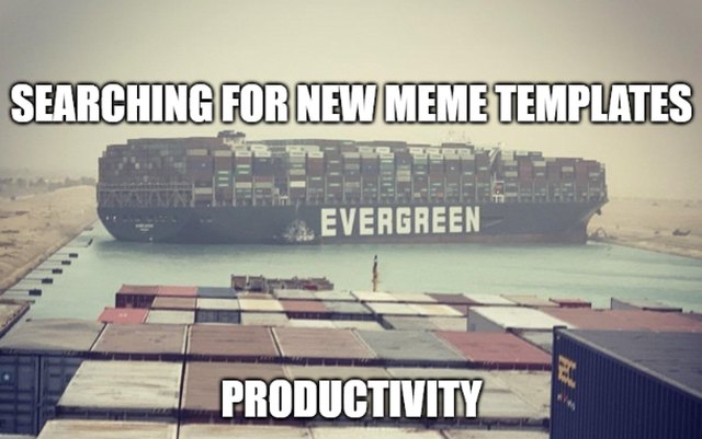 Memes der Evergreen, die im Suez-Kanal quersteht, den Welthandel weinen lässt und ein Penis gemalt hat