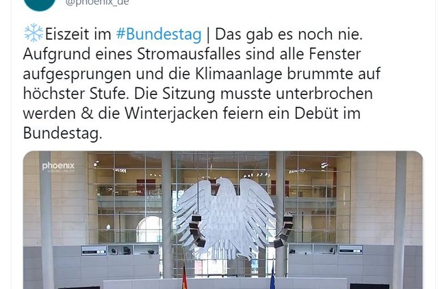 Technische Störung: Bundestag probiert unfreiwillig „lüften“ aus und friert