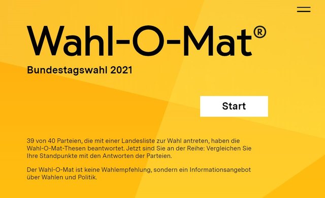 Der Wahl-O-Mat für die BTW 2021 ist da und ich mag offenbar Einhörner & HipHop