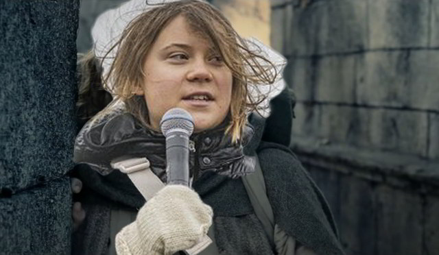 Greta Thunberg hält eine Rede über den Klima-Protest in Mordor